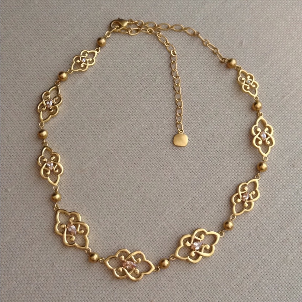 Gold tone & crystal necklace - Picture 3 of 3